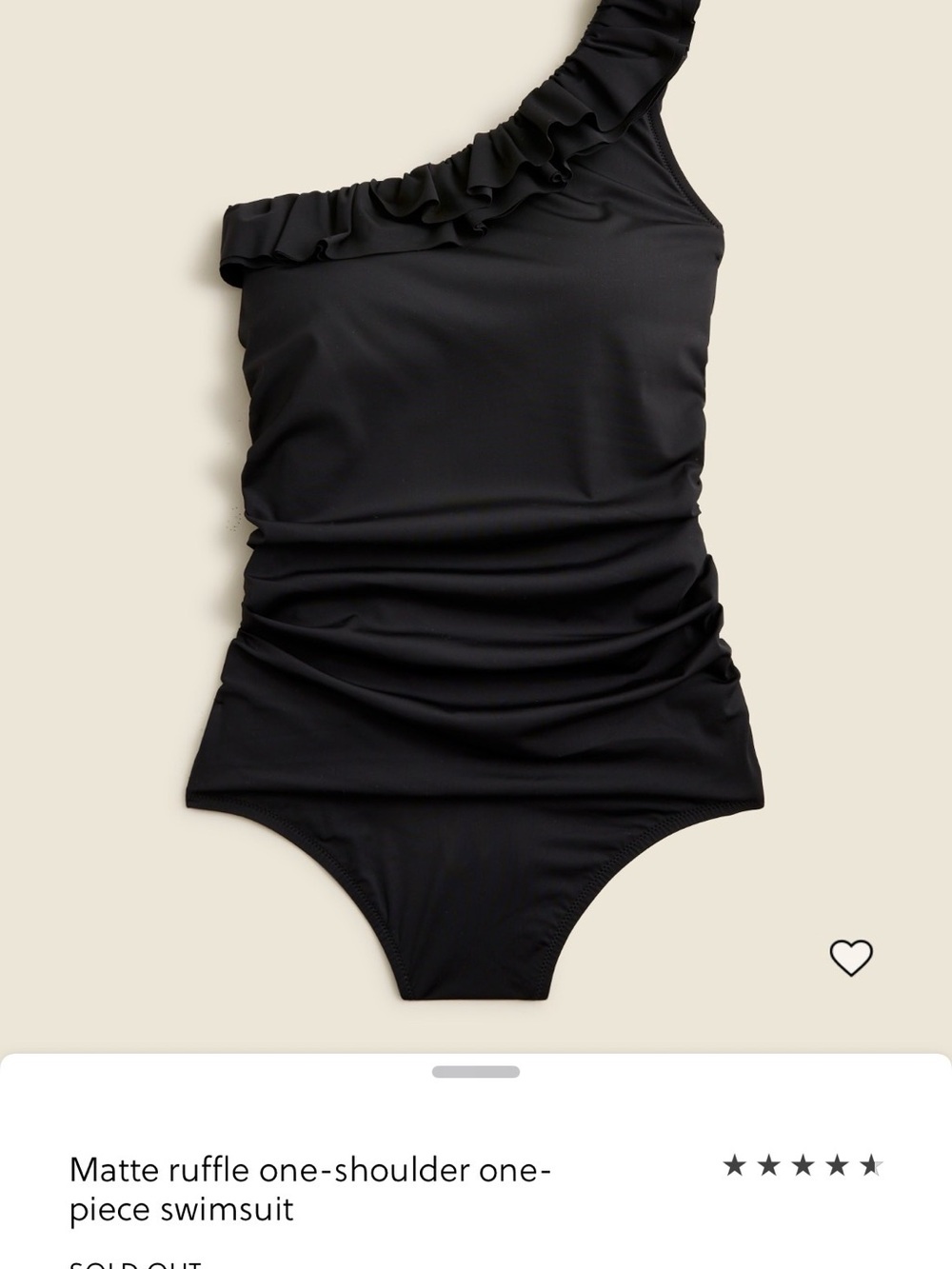 NWT J. Crew Black One-Shoulder Ruffle Swimsuit